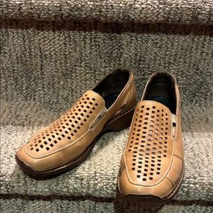 Rieker Tan Perforated Slip-On Loafers